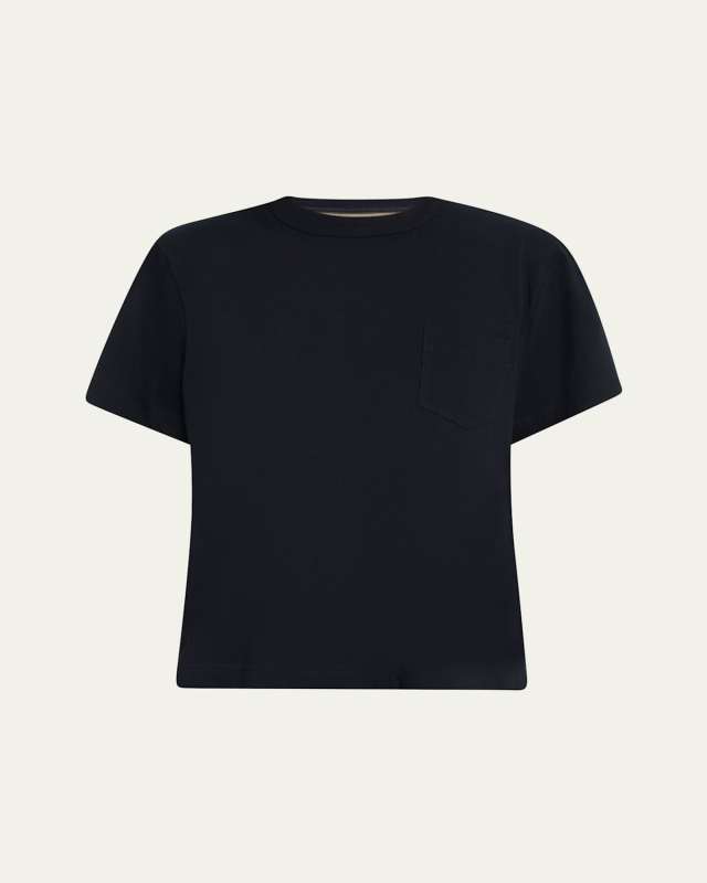 Hybrid Satin Ruffle Back Knit Front T-Shirt